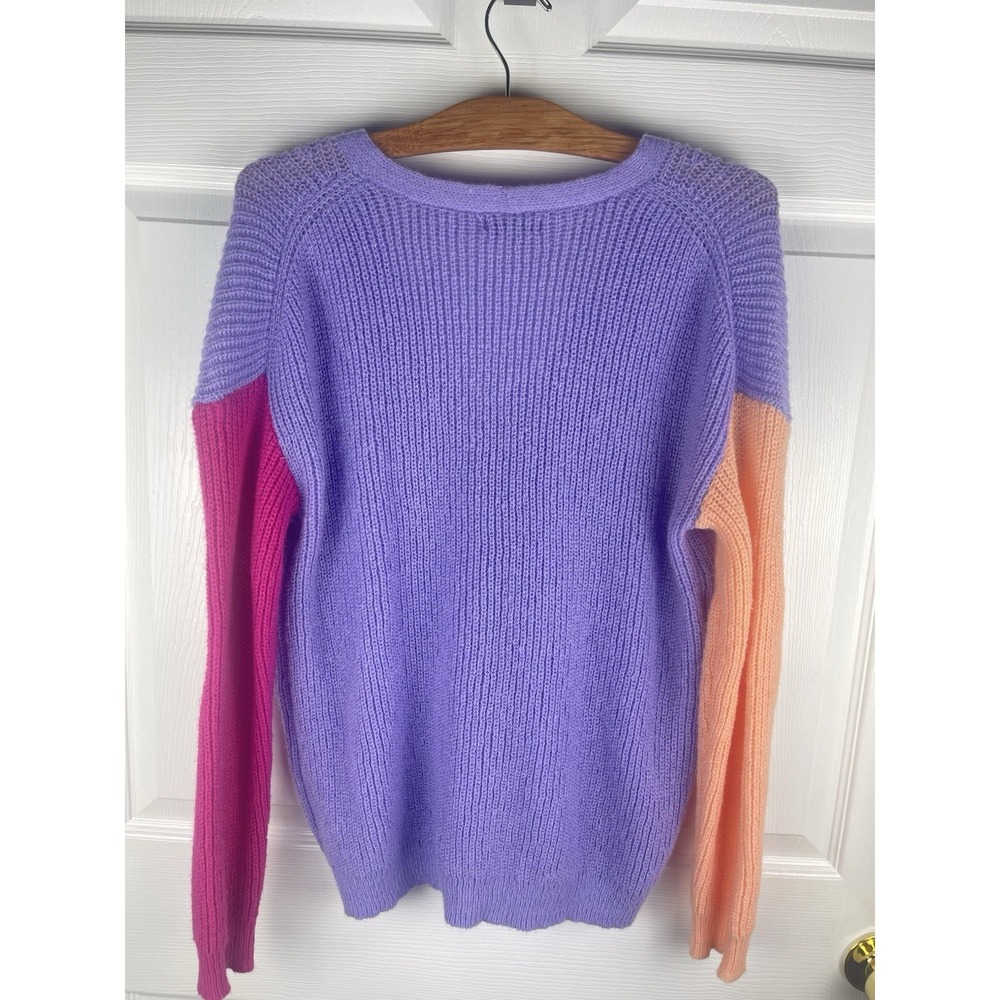 Charlotte Russe Colorblock Cardigan Sweater Purple Pink Orange XL Knit - Picture 5 of 5